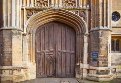 A closed gate at King's College, Cambridge